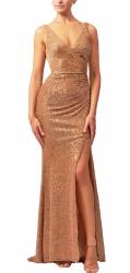 Bronze Pleat Sequin High Split Dress SALE